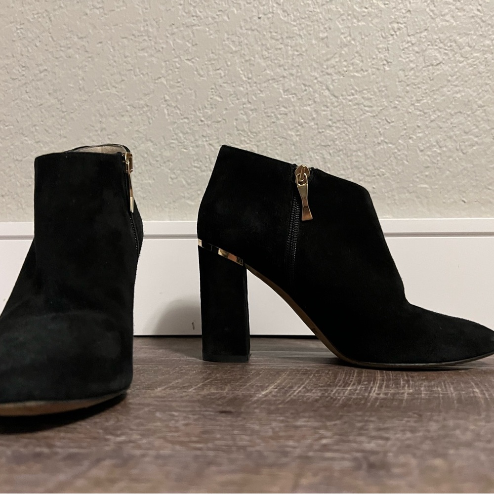 KATE SPADE New York Women's Black Suede Leather Side Zip Heeled Bootie Size 7B